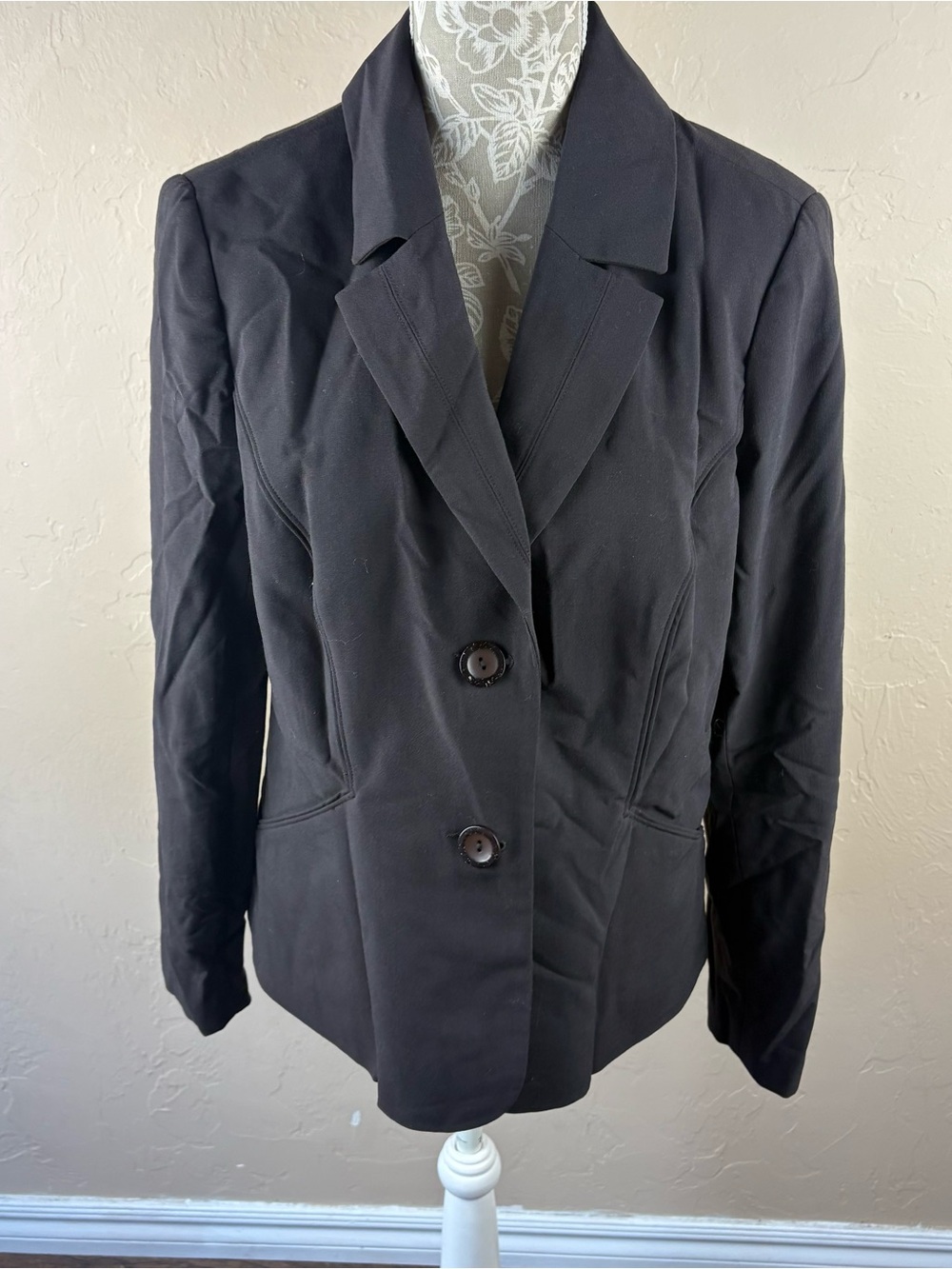 Tribal Black Button Front Blazer Pockets Women’s size 12
